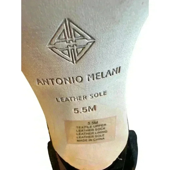 Antonio Melani Madalyn Black Rhinestone Ankle Strap Back Zip Leather Size 5 1/2, - Picture 7 of 8